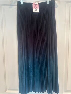 Women's Pleated Ombre Maxi Skirt - Teal Fade